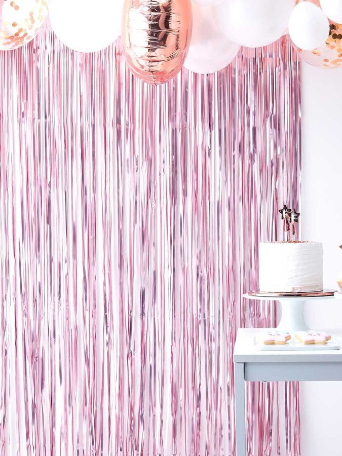 Matt Pink Fringe Curtain Backdrop