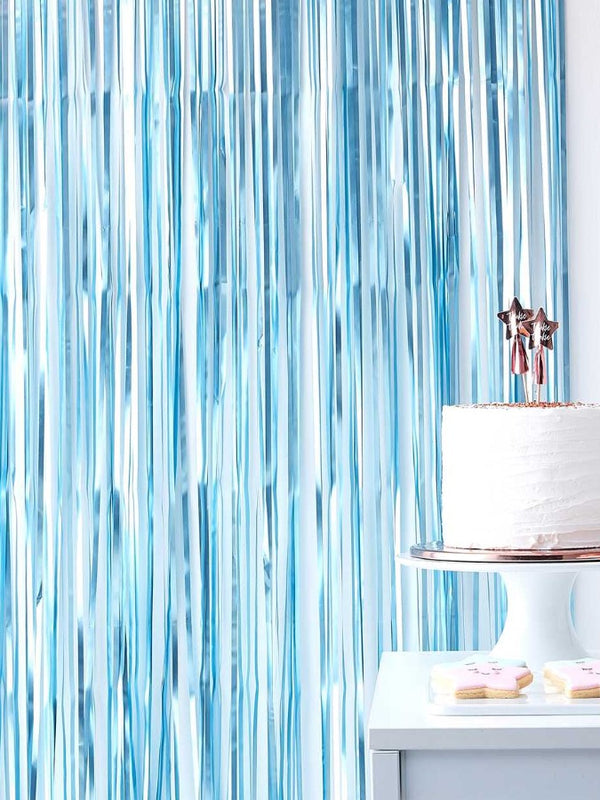 Matte Blue Fringe Curtain Backdrop