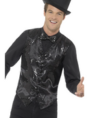 Mens Black Sequin Waistcoat
