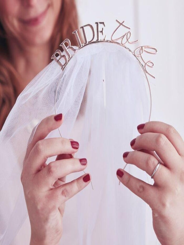 Metal Bride To Be Hen Party Veil Headband