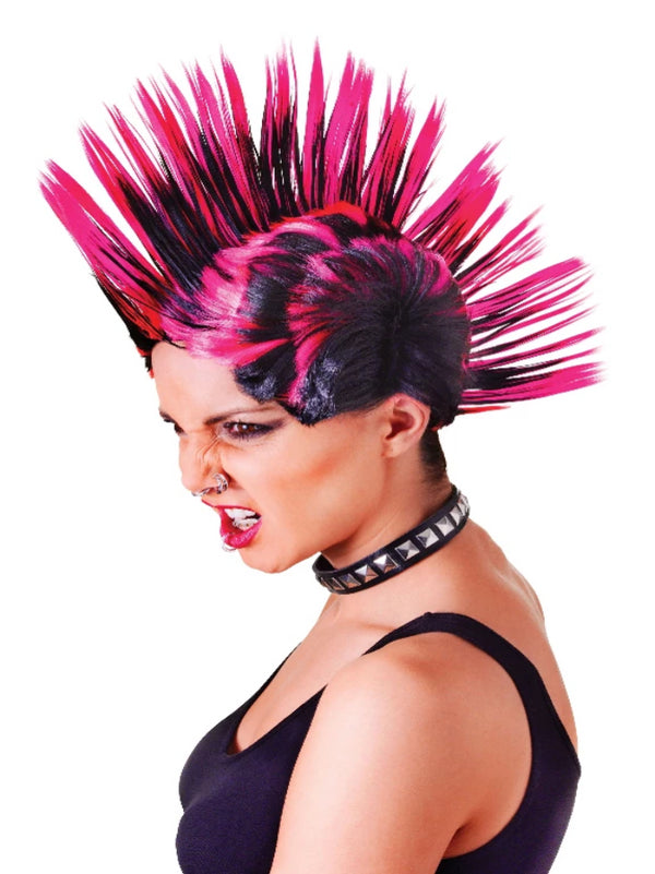 Mohican Pink,Black Wig