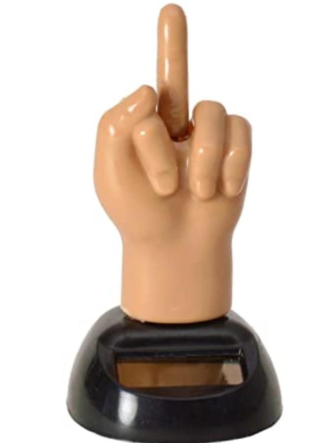 Moveable figurine, middle finger