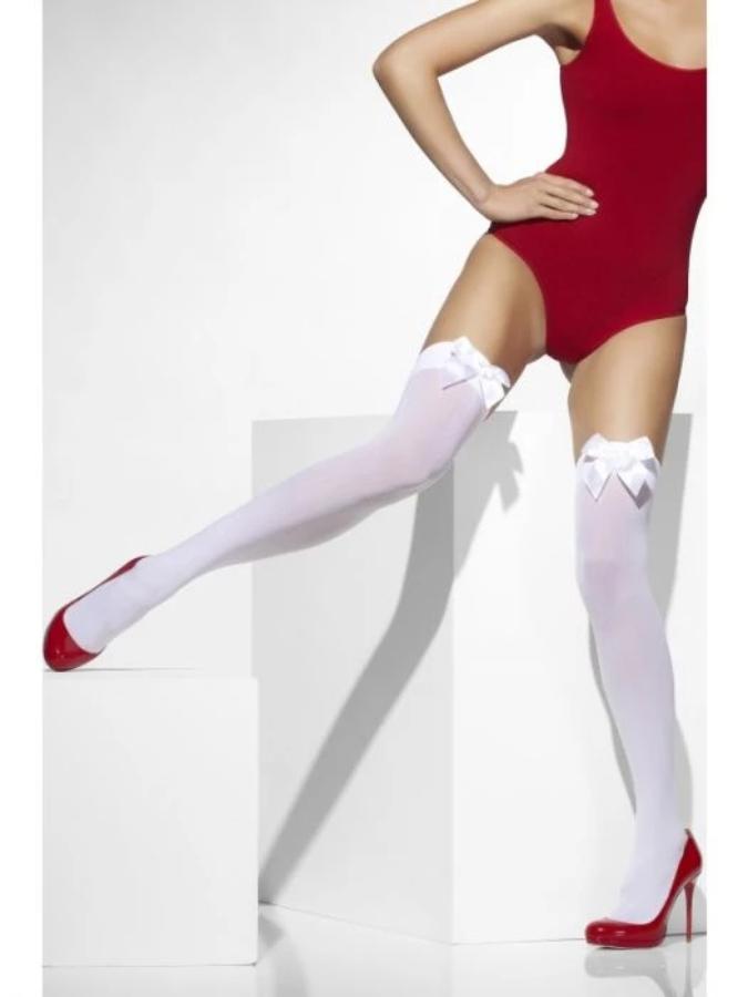 OPAQUE HOLD-UPS WITH WHITE BOWS
