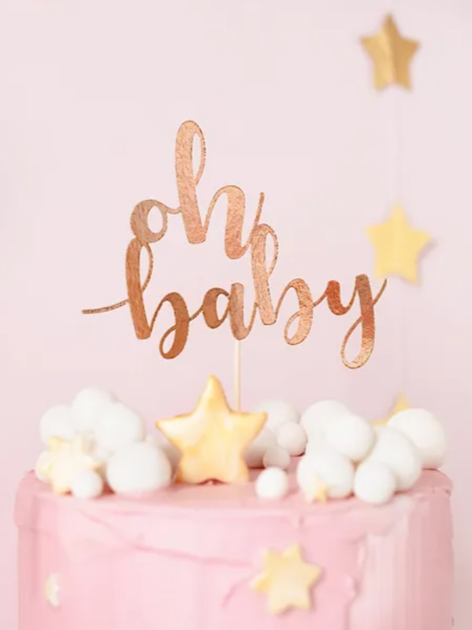 Oh Baby Rose Gold Cake Topper