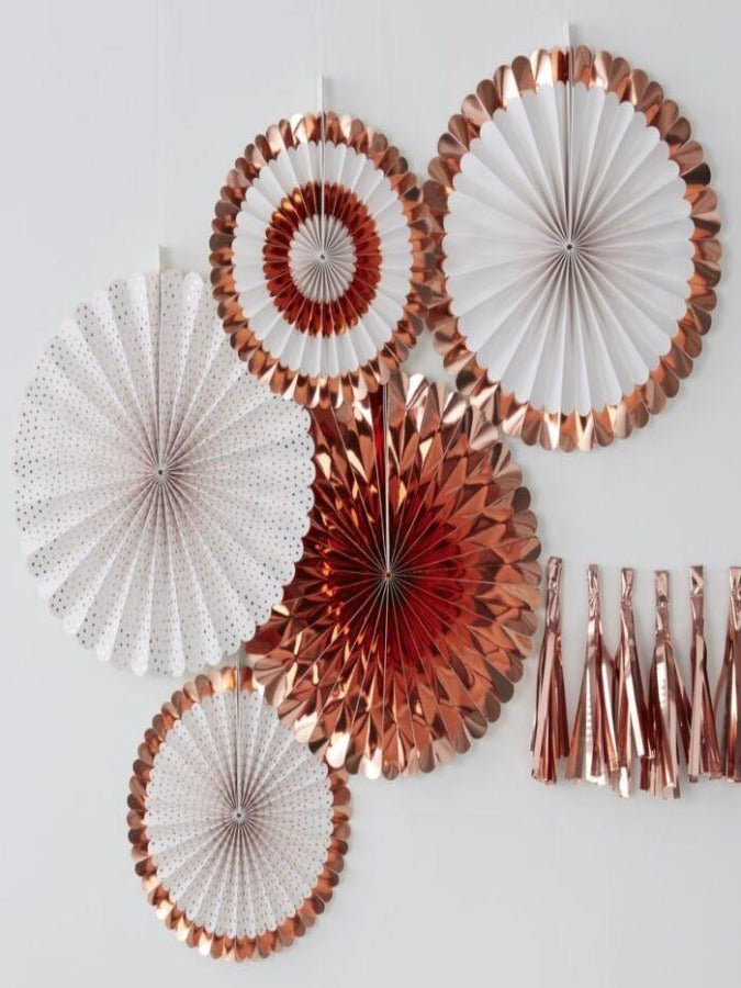 PAPER FAN ROSE GOLD PARTY DECORATIONS
