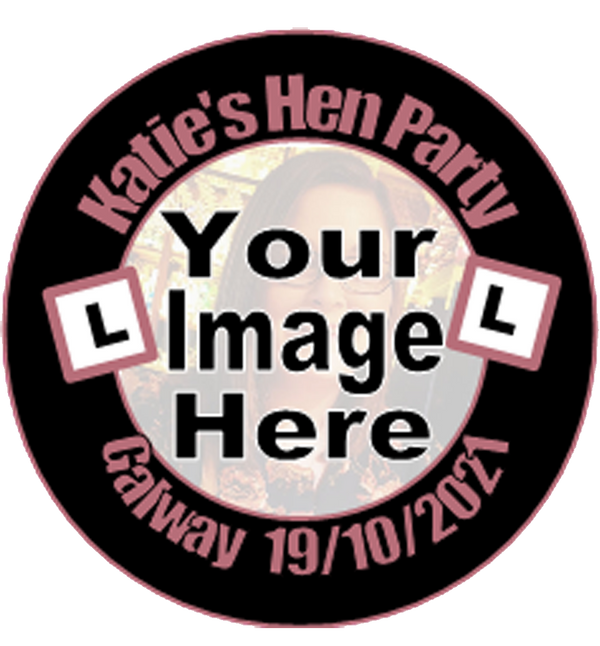 Personalised L Plate & Pic Hen Party Badge
