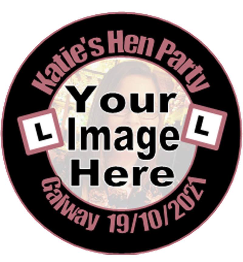 Personalised L Plate & Pic Hen Party Badge
