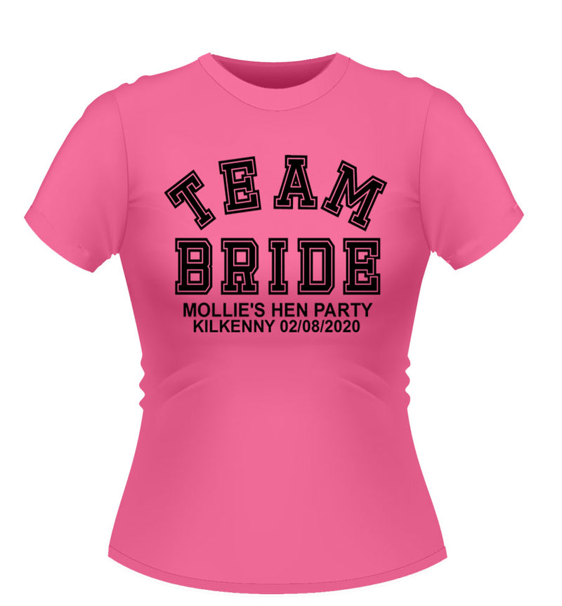 'TEAM BRIDE' Personalised Hen Party T-shirt