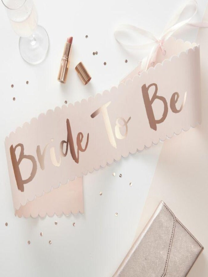Pink and Rose Gold Bride To Be Sash