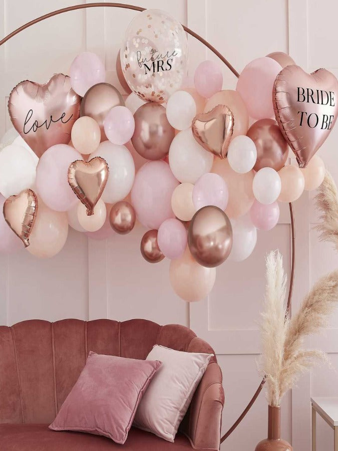 Pink, White, Peach and Rose Gold Hen Party Balloon Arch Kit