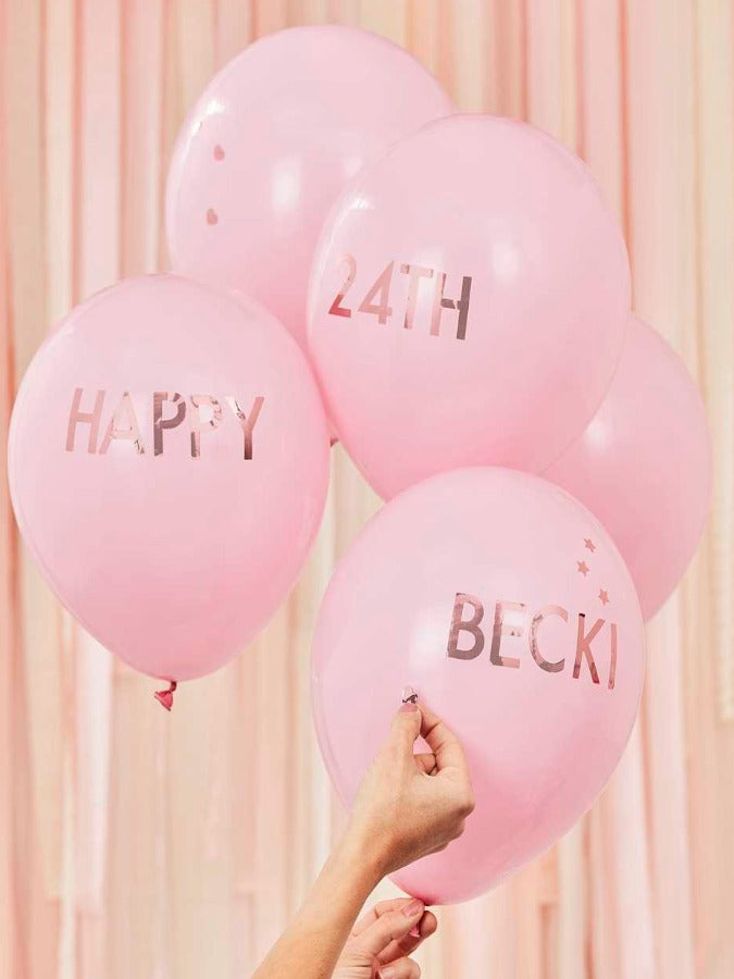 Pink and Rose Gold Personalised Balloons Kit