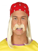 RED BANDANNA WITH WIG AND MOUSTACHE