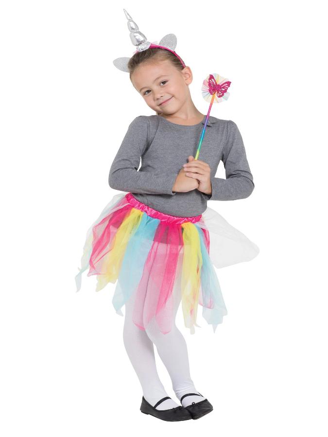 Rainbow Unicorn Tutu/Headband & Wand Set Kids Costume