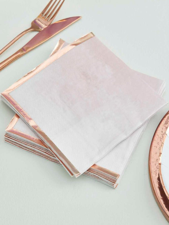 Reactive Glaze Pink Watercolour and Rose Gold Napkins