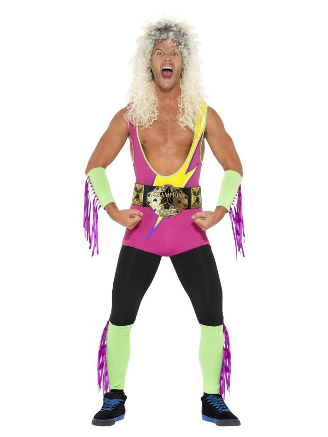 Retro Wrestler Costume, Multi-Coloured