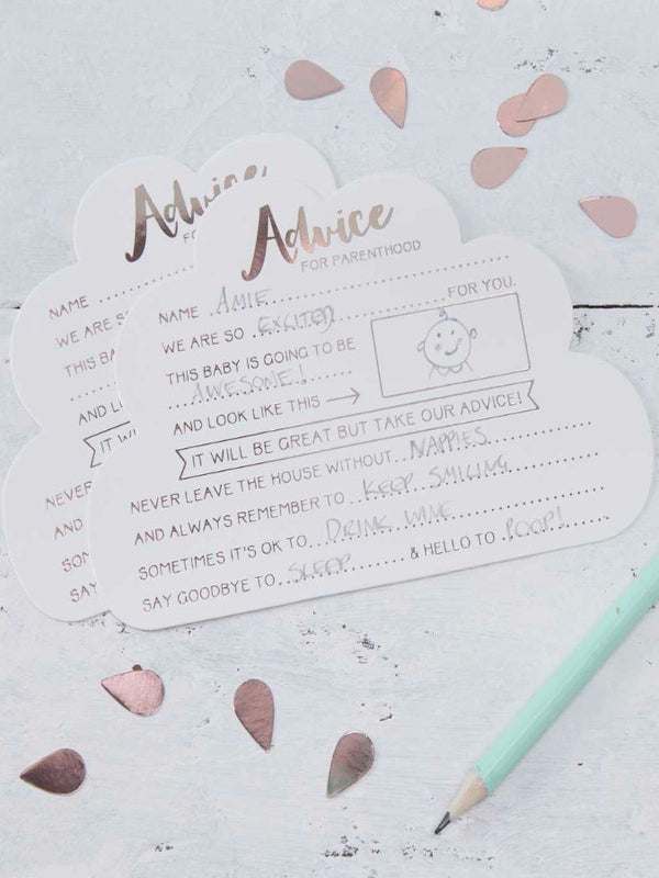 Rose Gold Baby Shower Advice Cards
