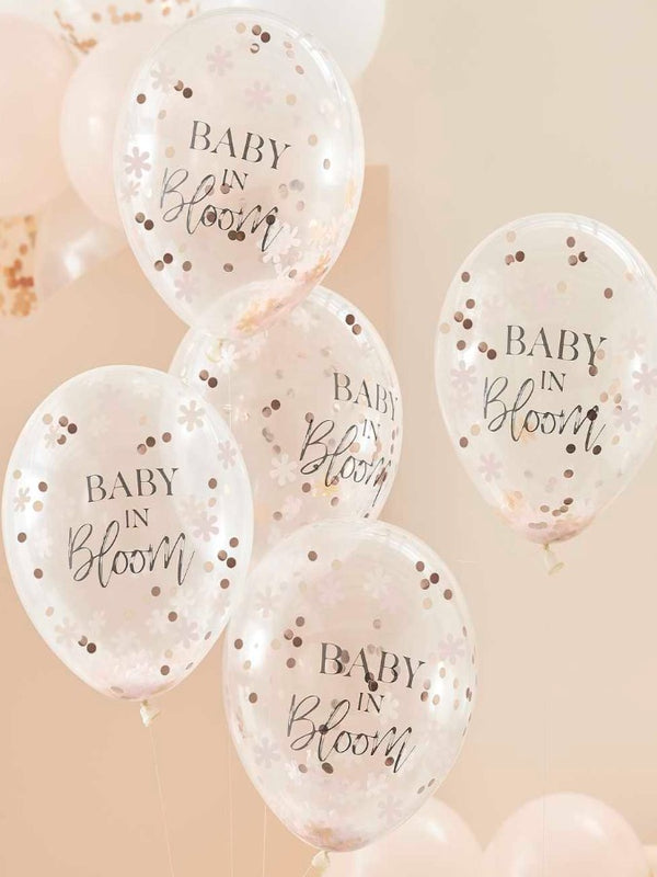 Rose Gold Baby Shower Confetti Balloons