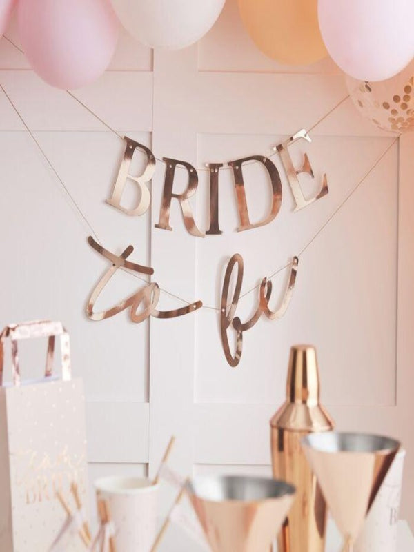 Rose Gold Text Bride To Be Hen Party Banner