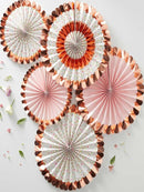 Rose Gold Floral Paper Fan Decorations