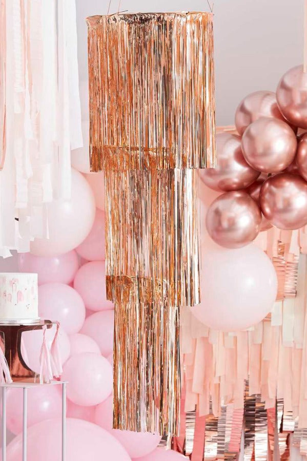 Rose Gold Fringe Chandelier