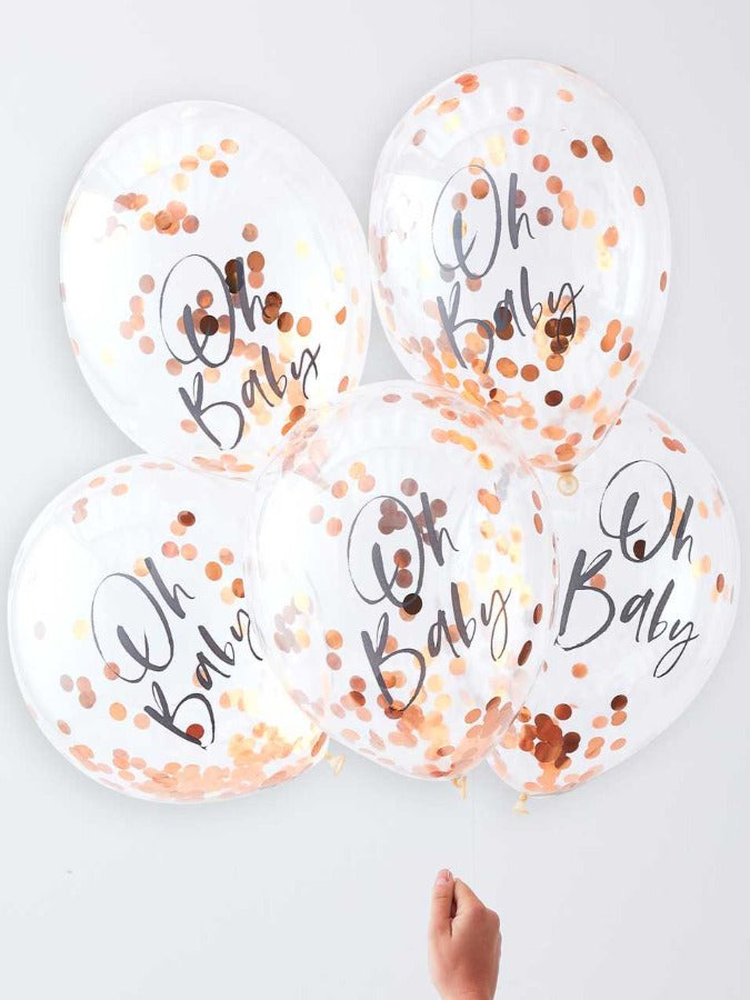 Rose Gold Oh Baby! Shower Confetti Balloons