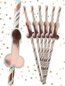 Rose Gold Willy Straws Pack of 6