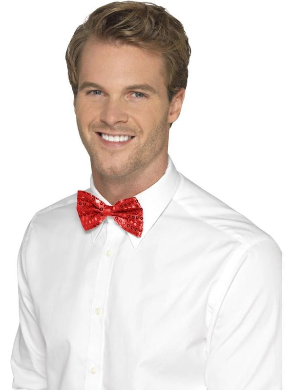 Sequin Bow Tie, Red