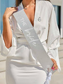 Silver The Bride Hen Party Sash