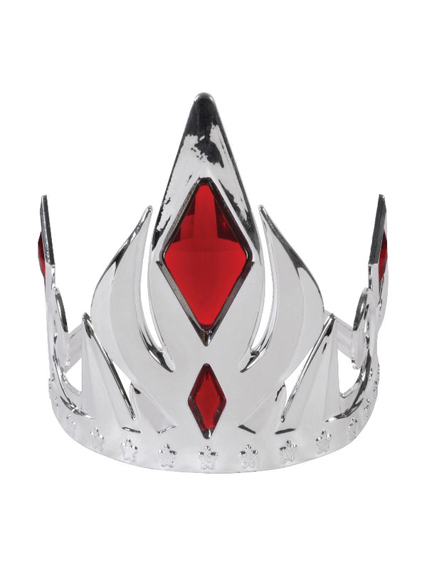 Silver Crown Tiara with Red Stones