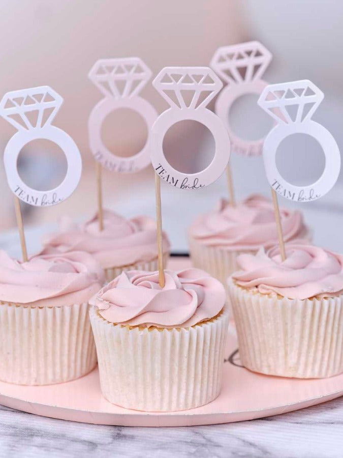 Team Bride Hen Party Ring Cupcake Toppers