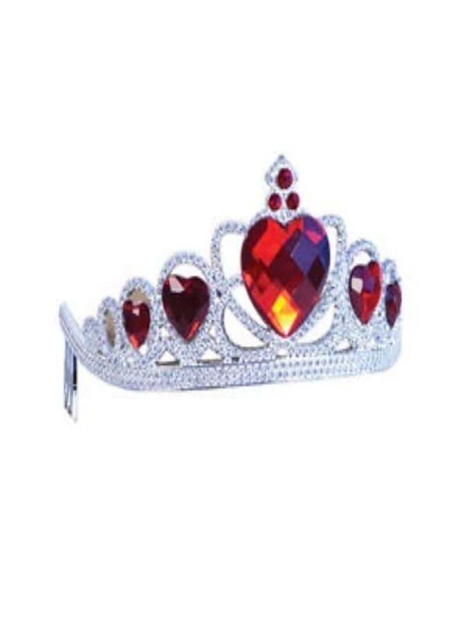 Tiara Silver Plastic Deluxe with Red Stones