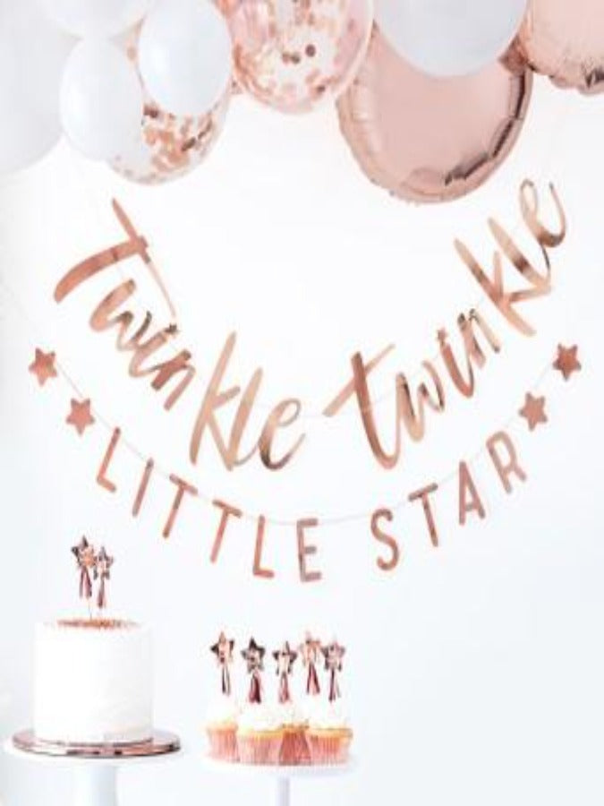 Twinkle Twinkle Rose Gold Baby Shower Bunting