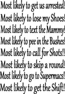 Fun 'Most Likely to...' Personalised Hen Party Tshirt