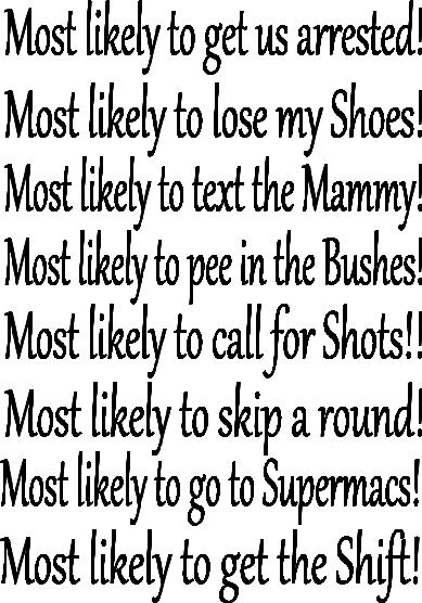 Fun 'Most Likely to...' Personalised Hen Party Tshirt