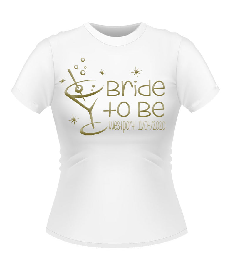 Bride to Be 'Martini' Glass Personalised Hen Party Tshirt