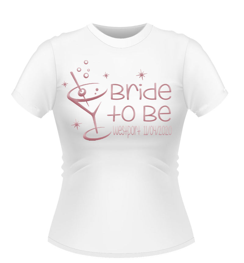 Bride to Be 'Martini' Glass Personalised Hen Party Tshirt