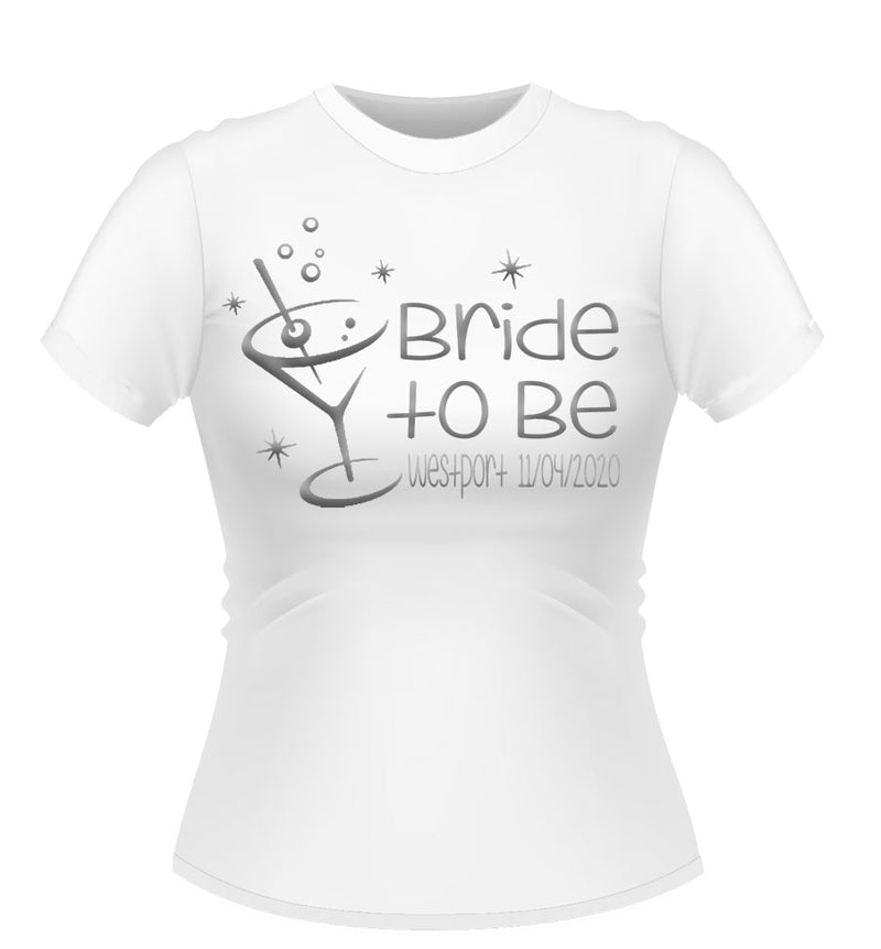 Bride to Be 'Martini' Glass Personalised Hen Party Tshirt