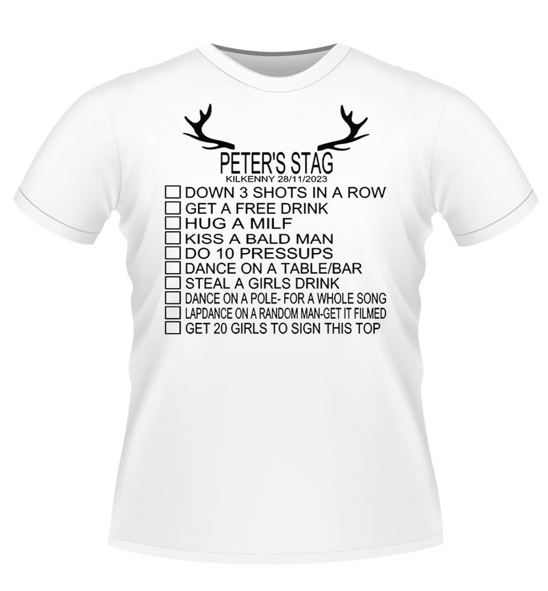 personalised 'DARE LIST' Stag Party T-shirt