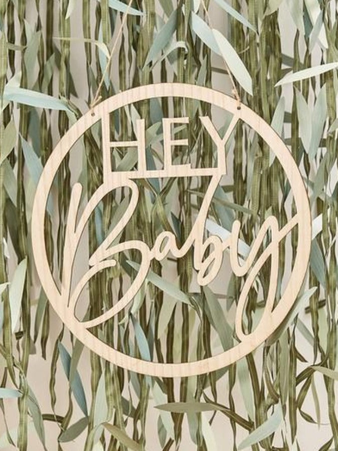 Wooden Hey Baby Shower Sign