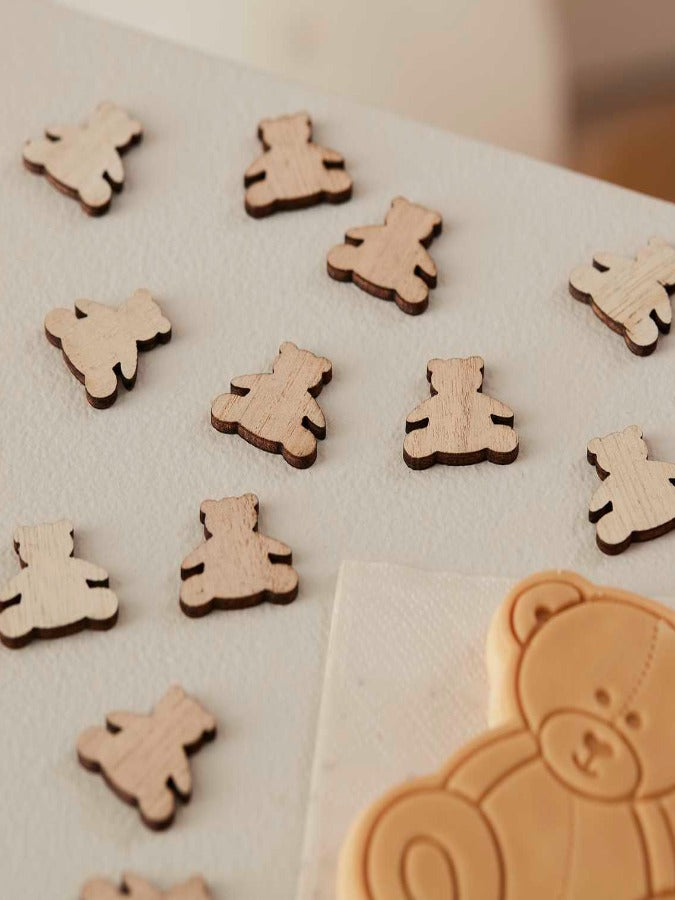 Wooden Teddy Bear Baby Shower Confetti