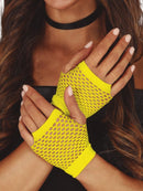 Neon Yellow Fishnet Gloves