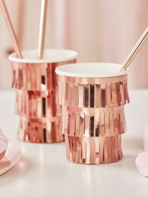 Fringe Rose Gold Paper Cups (8)