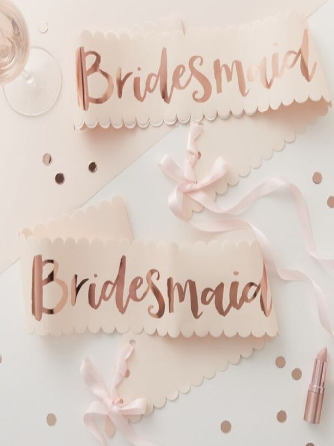 ink And Rose Gold Hen Party Bridesmaid Sashes - 2 Pack