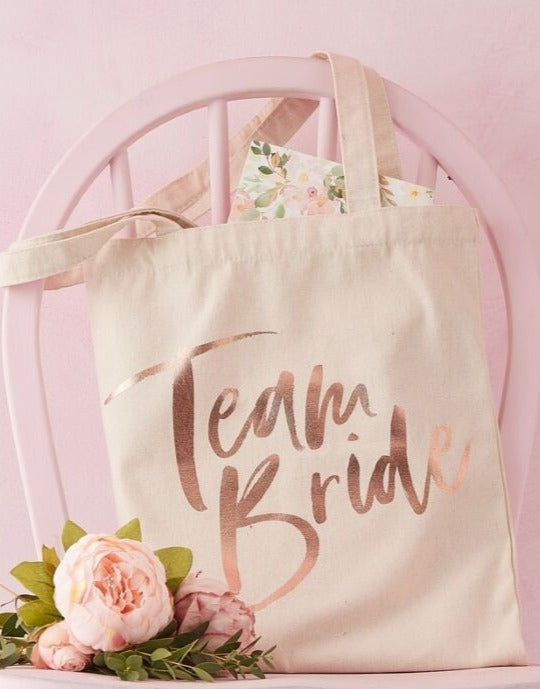 TEAM BRIDE PRINTED TOTE BAG - FLORAL HEN PARTY