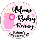 Personalised Baby Shower 'Welcome' Badge Pink