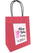 Baby Shower Personlaised Gift Bag Bottle Design Pink