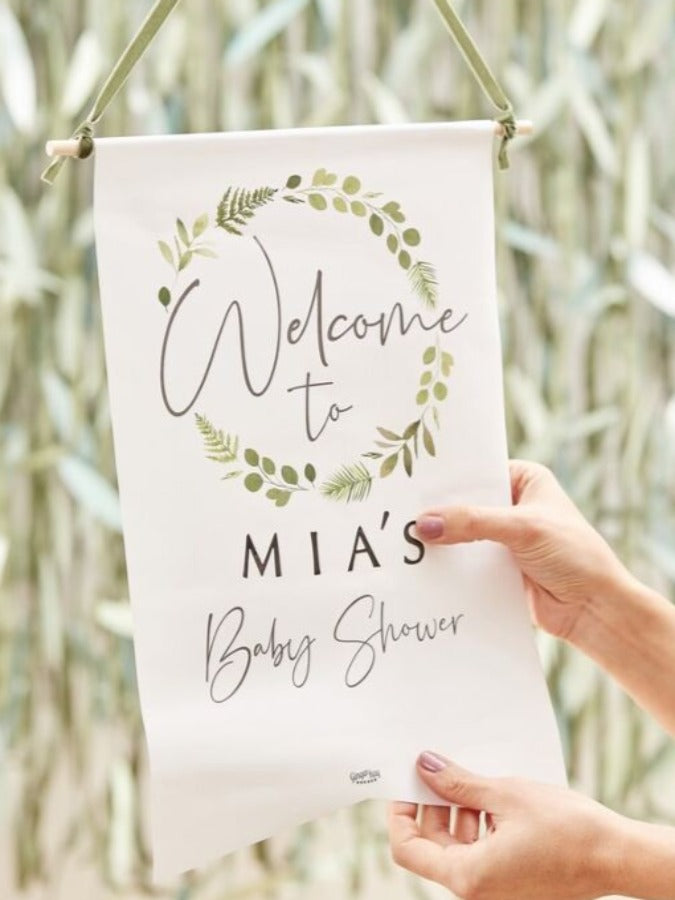 Baby shower customisable welcome sign