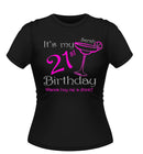 Personalised Birthday T-Shirt With Cocktail glass design