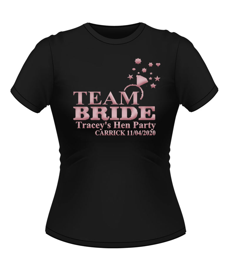 'Team Bride with Ring' Personalised Hen Party T-shirt