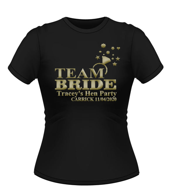 'Team Bride with Ring' Personalised Hen Party T-shirt